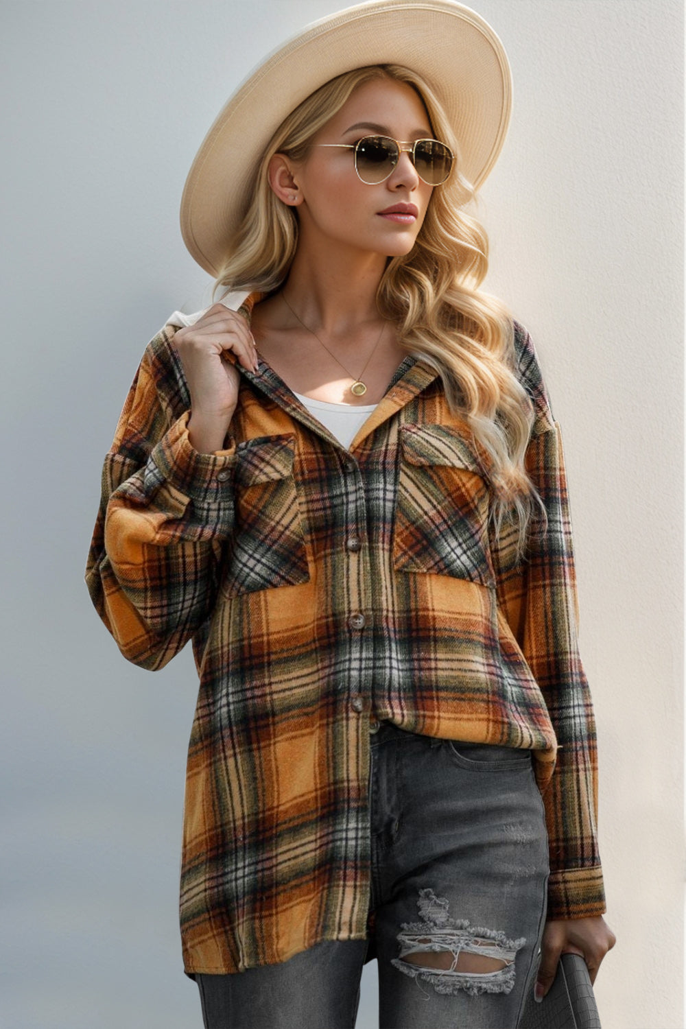 Plaid Hooded Shacket