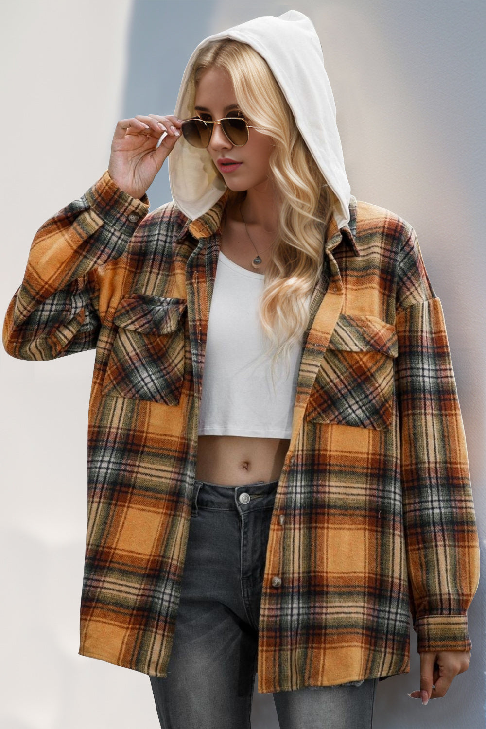 Plaid Hooded Shacket